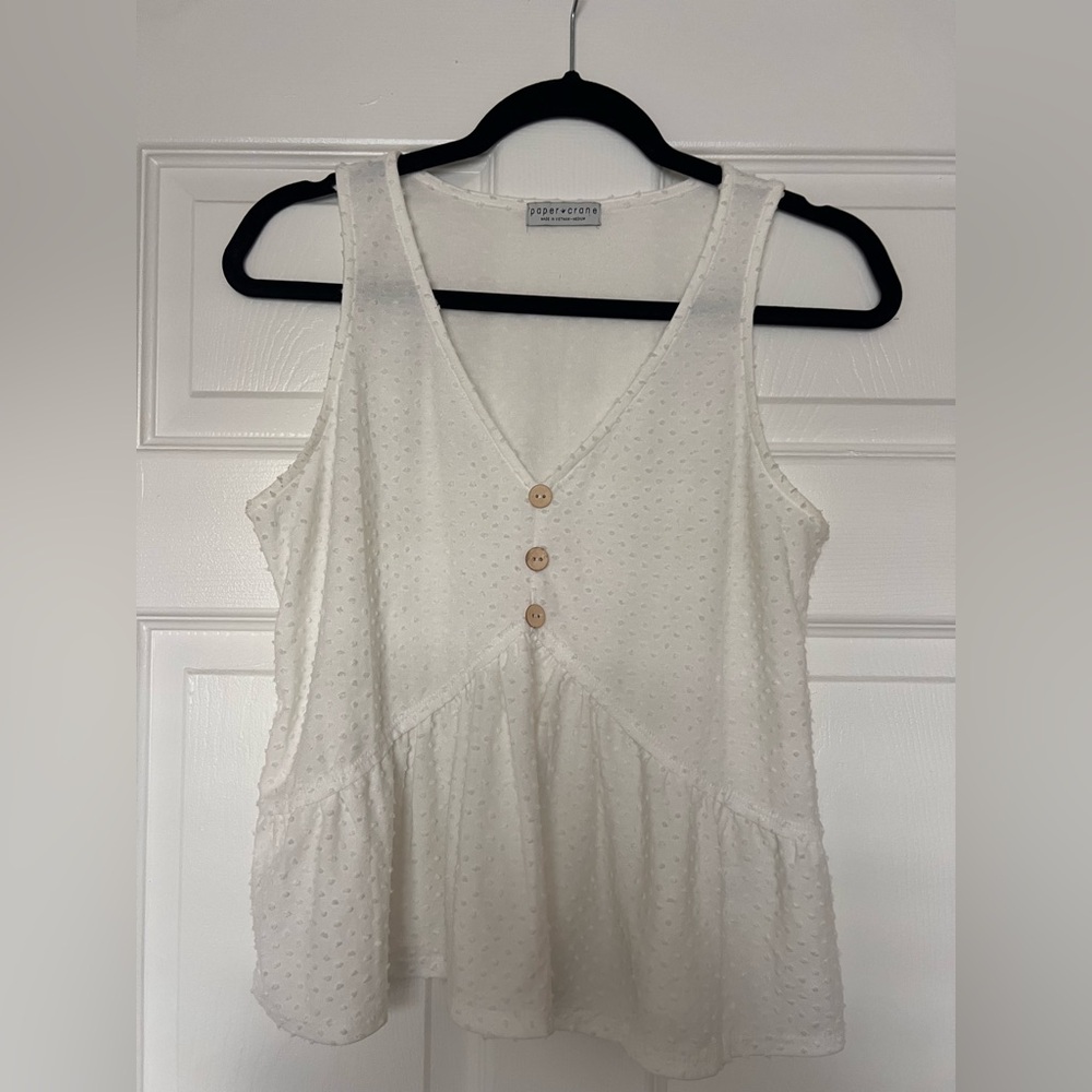 Paper Crane Cream Textured Tank Top